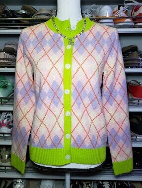 THML Argyle Knit Cardigan